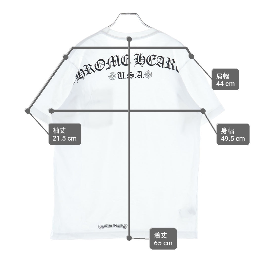 CHROME HEARTS(クロムハーツ) BACK ARCH LOGO SCROLL LABEL USA PRINT TEE バックアーチロゴ スクロールラベル プリント 半袖Tシャツ カットソー ホワイト