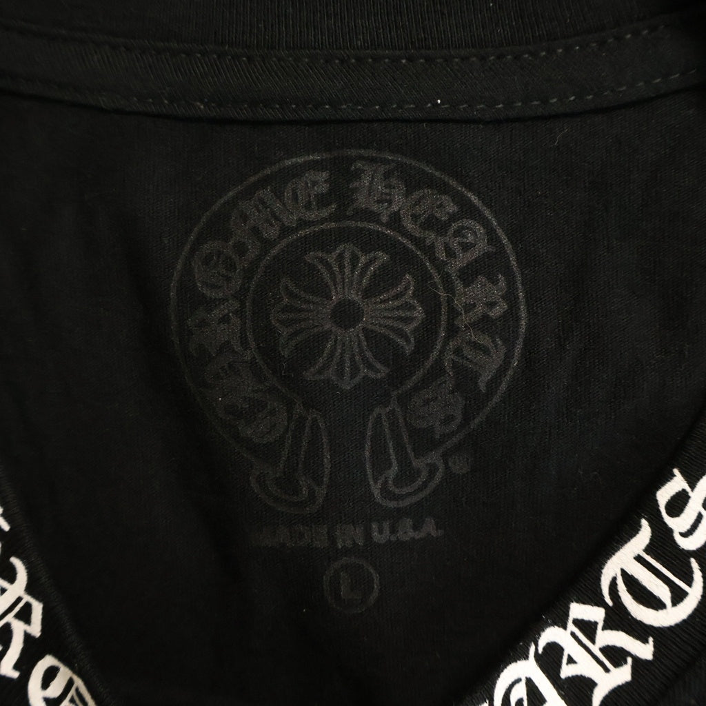 CHROME HEARTS(クロムハーツ) NECK LOGO S/S TEE ネックロゴプリント チェストポケット クルーネック半袖Tシャツ カットソー ブラック