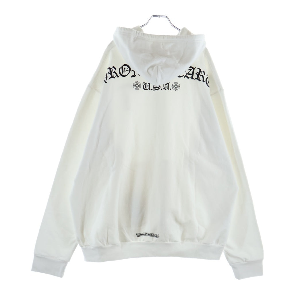 CHROME HEARTS(クロムハーツ) SWTSHRT HD ZIP バッグアーチロゴプリント ジップアップパーカー ホワイト