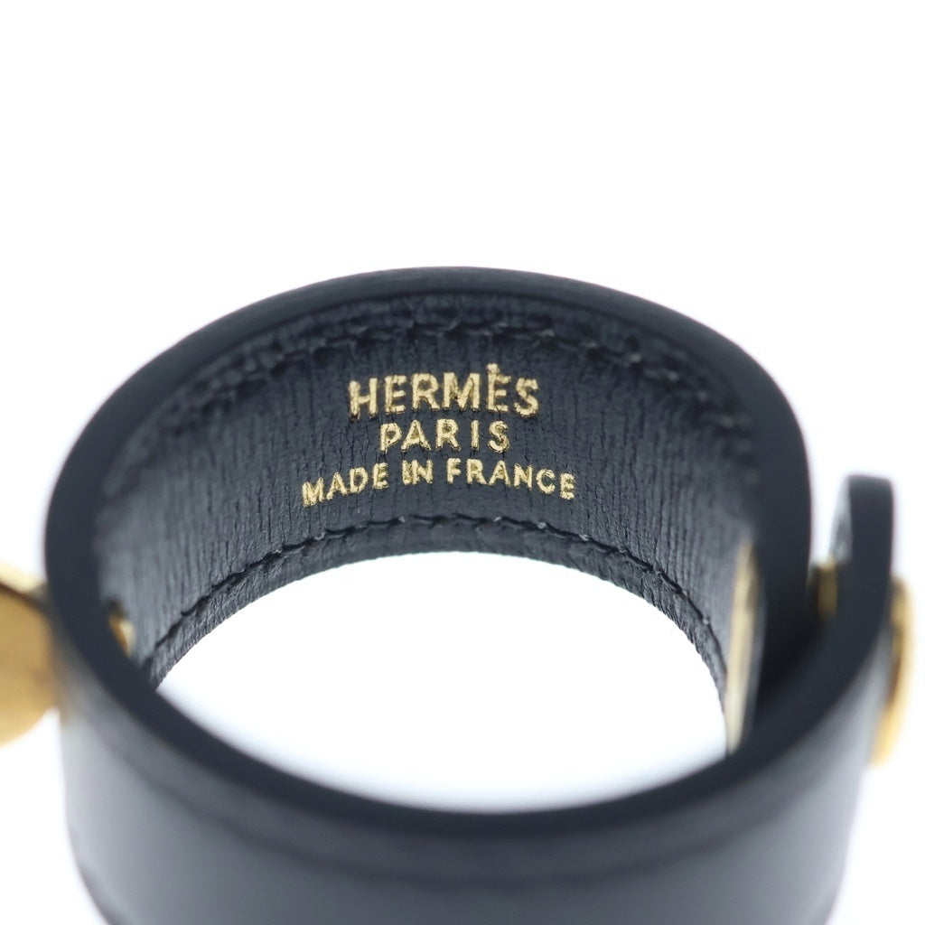 HERMES(エルメス) レザー チェーン グローブホルダー ブラック/ゴールド レディース