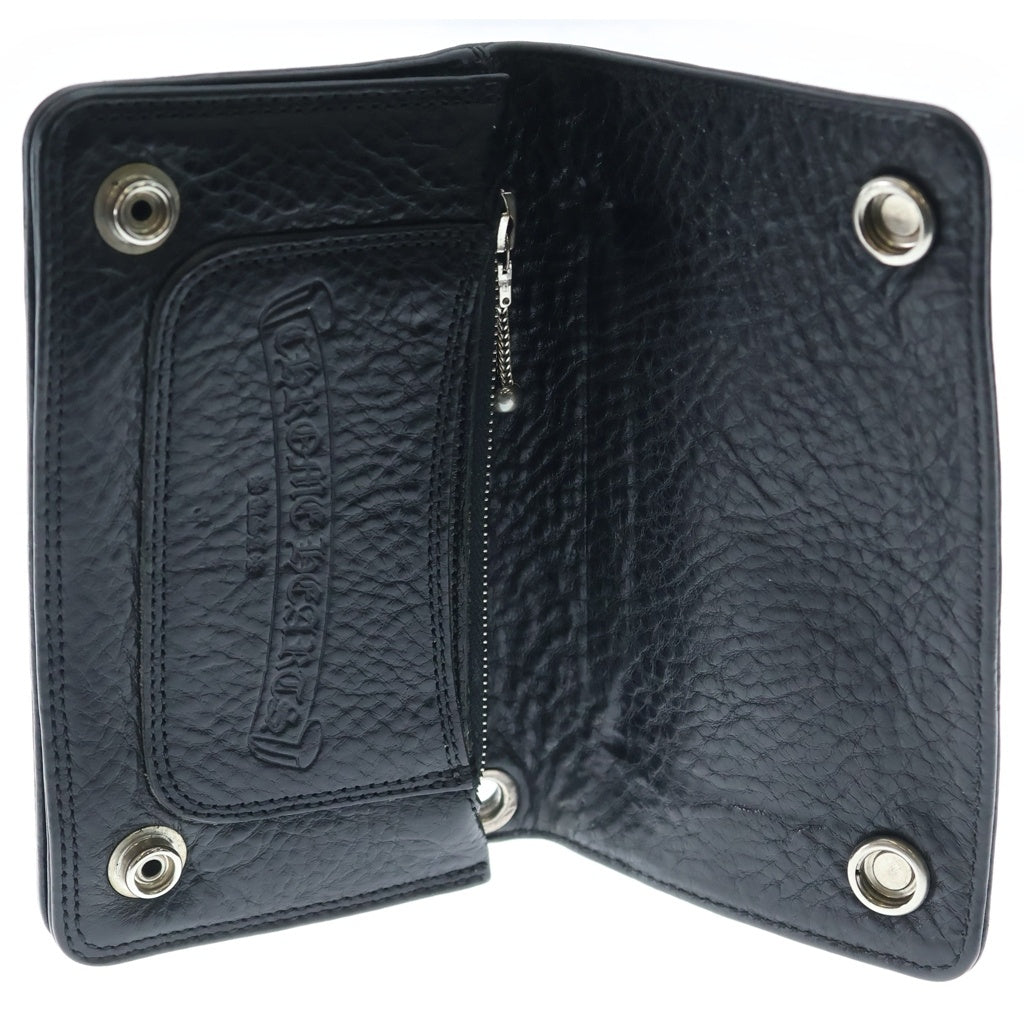 CHROME HEARTS(クロムハーツ) 1ZIP 1ジップ クロスボールボタン レザーウォレット 財布 ヘビーレザー ブラック