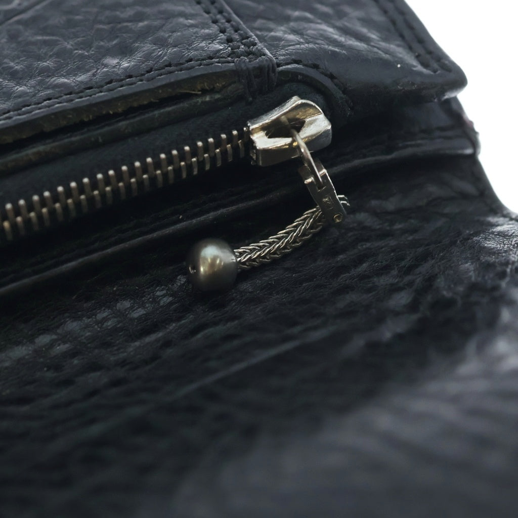 CHROME HEARTS(クロムハーツ) 1ZIP 1ジップ クロスボールボタン レザーウォレット 財布 ヘビーレザー ブラック