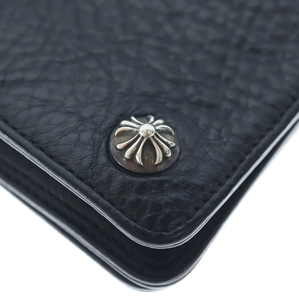 CHROME HEARTS(クロムハーツ) 1ZIP 1ジップ クロスボールボタン レザーウォレット 財布 ヘビーレザー ブラック