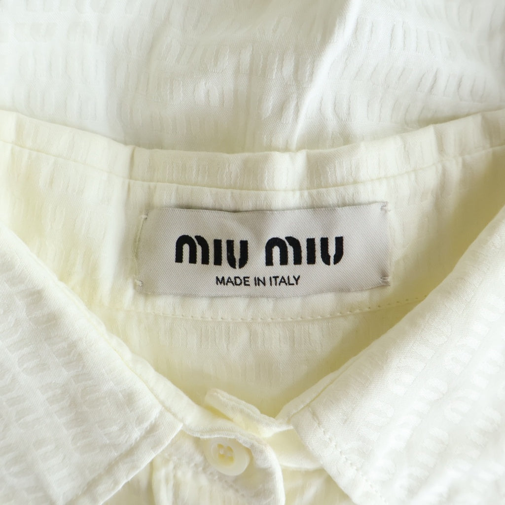 miumiu(ミュウミュウ) クロップド丈 ノースリーブ ブラウス シャツ ホワイト MT1901 8232 1XLJ レディース
