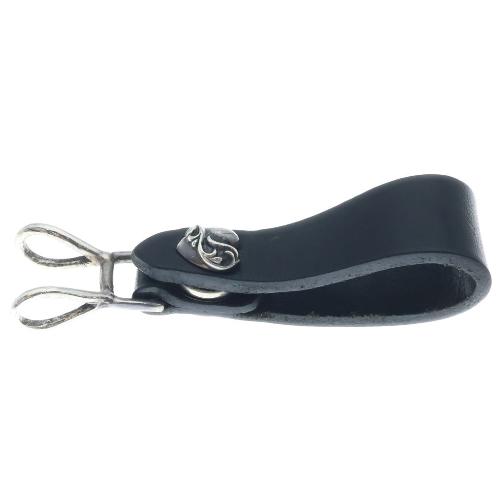 CHROME HEARTS(クロムハーツ) BELT LOOP ハートボタンレザーベルトループ シルバー/ブラック