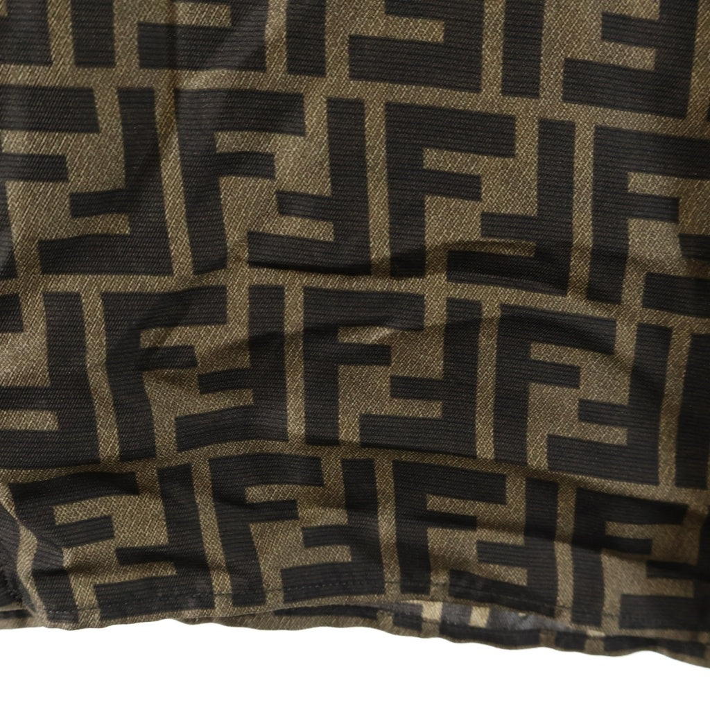 FENDI(フェンディ) 22AW FFプリント モノグラム フライフロントカジュアルシルクシャツ 半袖シャツ ブラウン FS0795 AKEE