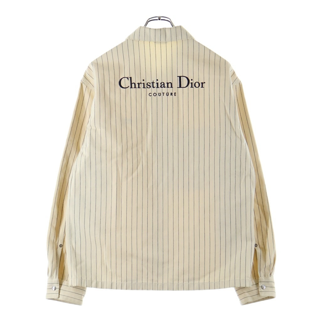Christian Dior(クリスチャンディオール) Couture Over Shirts クチュール ピンストライプ 刺繍 オーバーサイズ 長袖シャツ ベージュ 033D490J318X