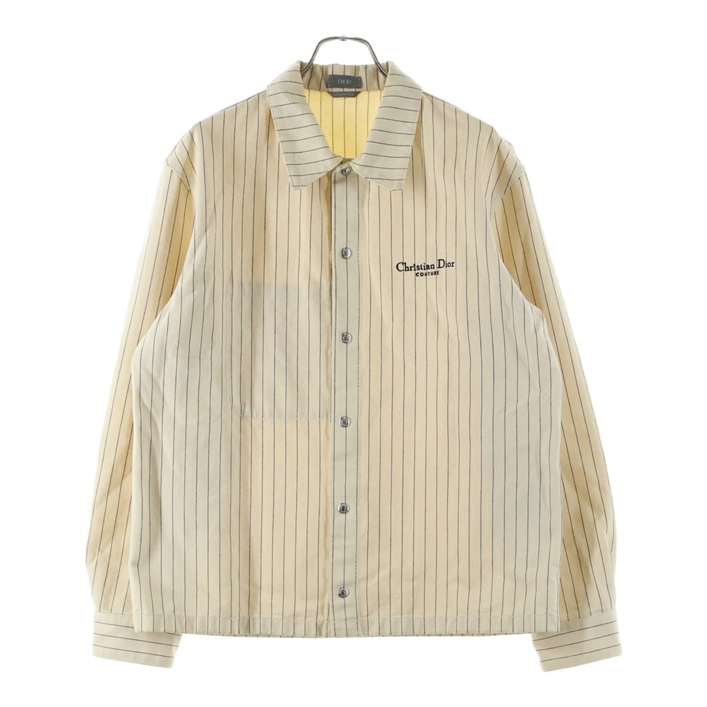 Christian Dior(クリスチャンディオール) Couture Over Shirts クチュール ピンストライプ 刺繍 オーバーサイズ 長袖シャツ ベージュ 033D490J318X