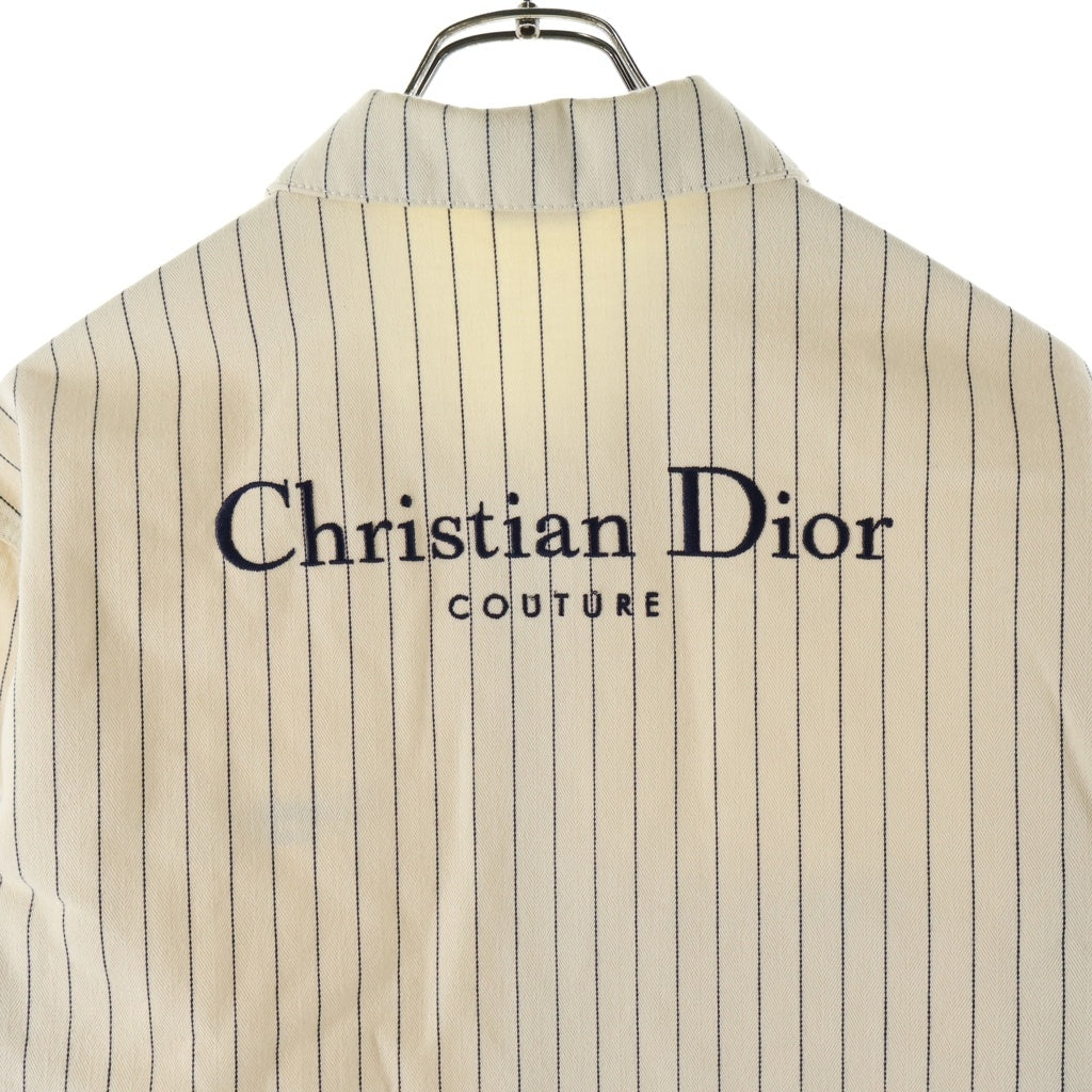 Christian Dior(クリスチャンディオール) Couture Over Shirts クチュール ピンストライプ 刺繍 オーバーサイズ 長袖シャツ ベージュ 033D490J318X