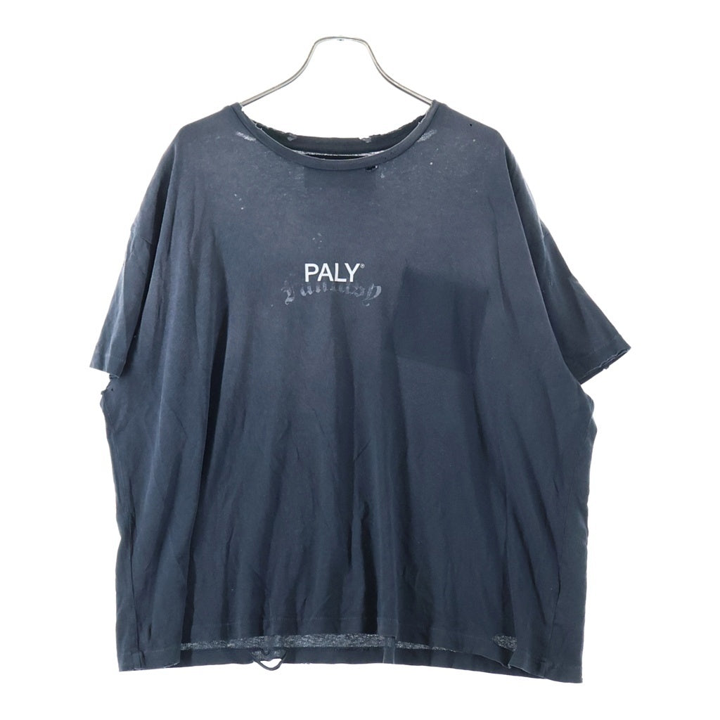 Paly Hollywood(パリーハリウッド) Core Logo Tee コアロゴTシャツ ロゴプリントダメージ加工クルーネック半袖Tシャツ ブラック