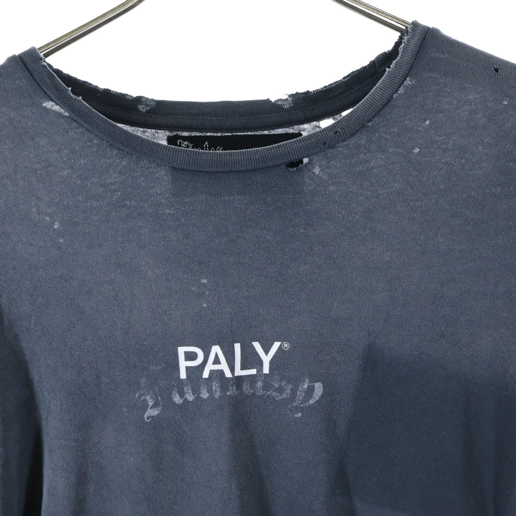 Paly Hollywood(パリーハリウッド) Core Logo Tee コアロゴTシャツ ロゴプリントダメージ加工クルーネック半袖Tシャツ ブラック