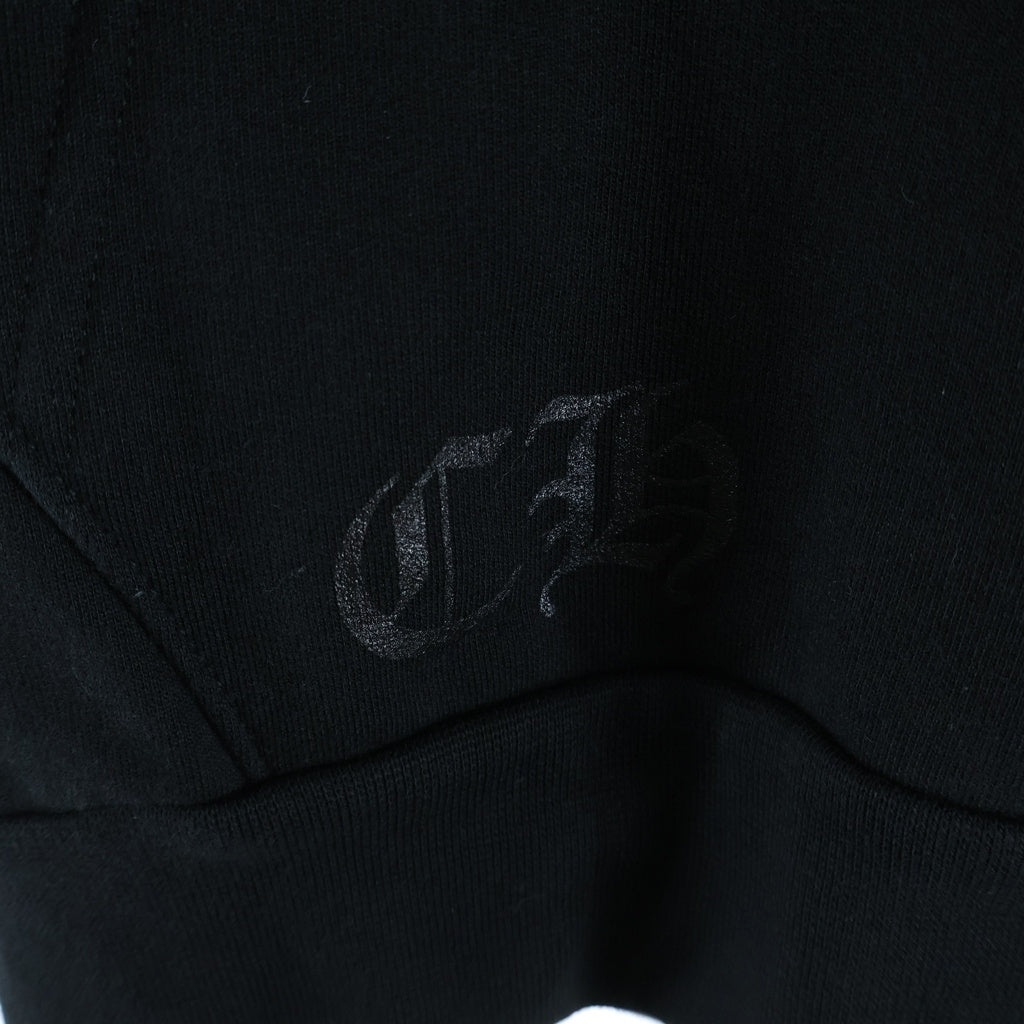 CHROME HEARTS(クロムハーツ) SWTSHRT HD ZIP ヴァーティカルロゴ 袖英字プリント ダガージップ フーディー ブラック