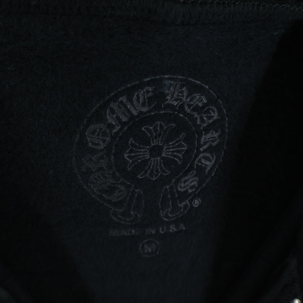 CHROME HEARTS(クロムハーツ) SWTSHRT HD ZIP ヴァーティカルロゴ 袖英字プリント ダガージップ フーディー ブラック