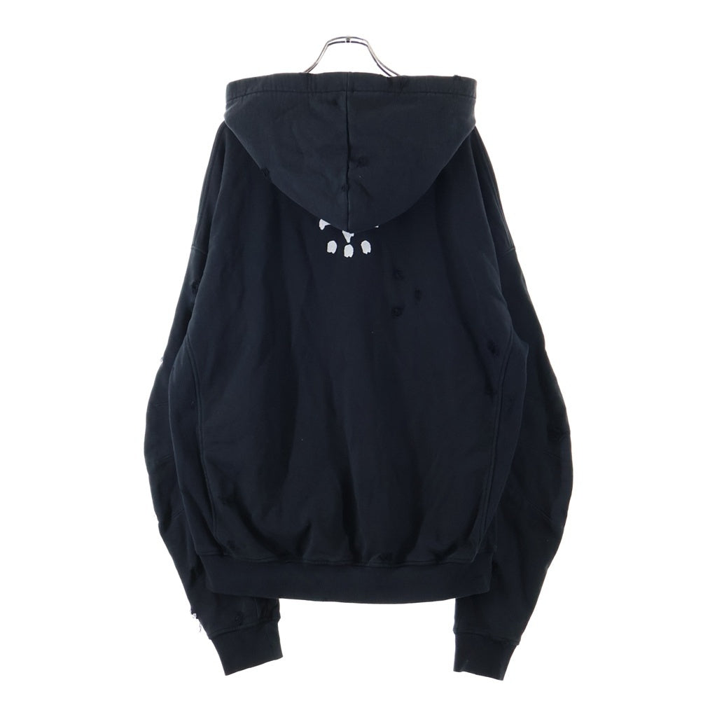cvtvlist(カタリスト) 3D LOGO USUAL HOODIE ヴィンテージクラッシュ加工 ロゴプルオーバーパーカー ブラック