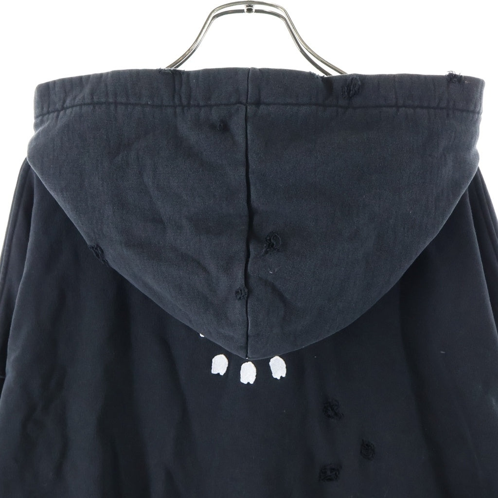cvtvlist(カタリスト) 3D LOGO USUAL HOODIE ヴィンテージクラッシュ加工 ロゴプルオーバーパーカー ブラック