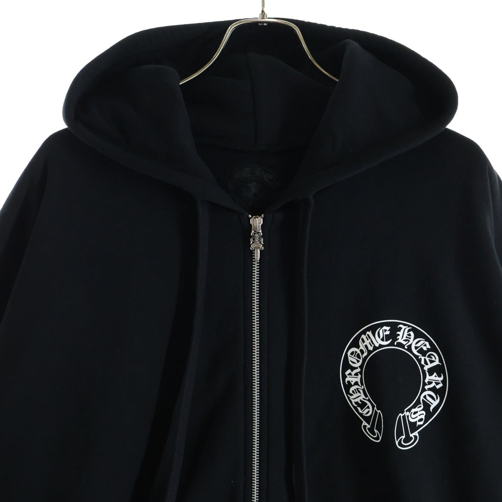 CHROME HEARTS(クロムハーツ) SWTSHRT HD ZIP 袖フローラルバックホースシュープリント ジップパーカー ブラック