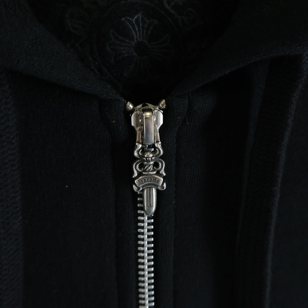 CHROME HEARTS(クロムハーツ) SWTSHRT HD ZIP 袖フローラルバックホースシュープリント ジップパーカー ブラック
