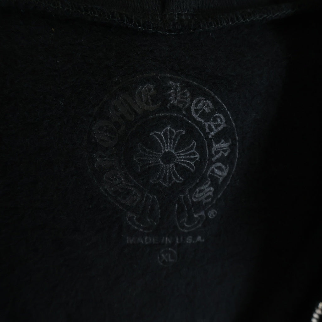CHROME HEARTS(クロムハーツ) SWTSHRT HD ZIP 袖フローラルバックホースシュープリント ジップパーカー ブラック