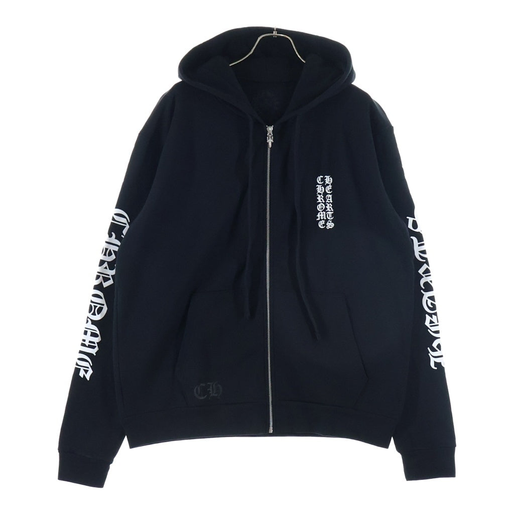 CHROME HEARTS(クロムハーツ) SWTSHRT HD ZIP アームロゴプリント ジップアップパーカー ブラック