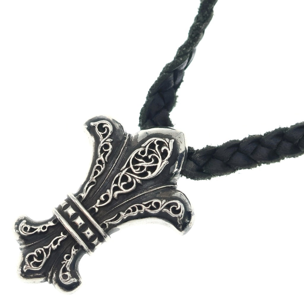 CHROME HEARTS(クロムハーツ) CH FLEUR XSM オールド CHフレア XS ペンダント レザーブレード ネックレス シルバー/ブラック