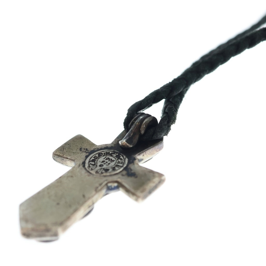 CHROME HEARTS(クロムハーツ) VULCAN CROSS SML LB バルカンクロス スモール レザーブレイド ネックレス シルバー/ブラック