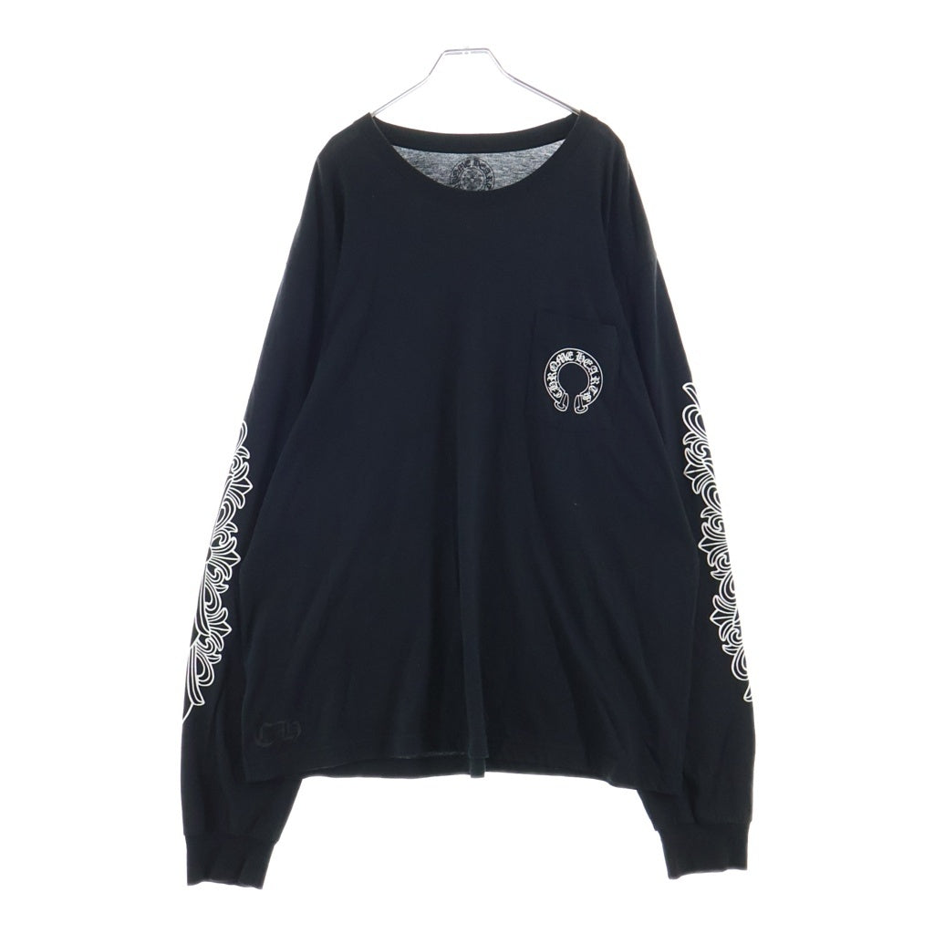 CHROME HEARTS(クロムハーツ) CH L/S T-SHIRT アームフローラル バックホースシュープリント 長袖Tシャツ ロンT ブラック