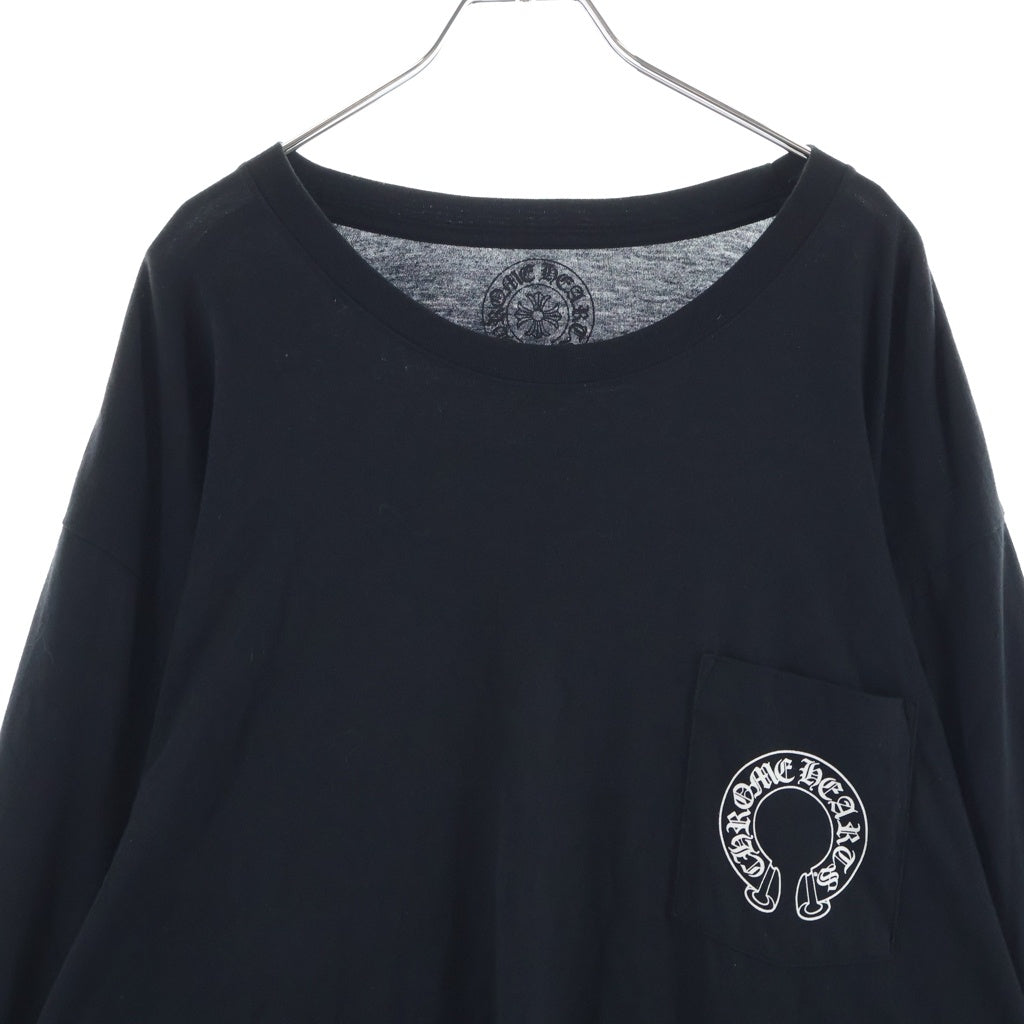 CHROME HEARTS(クロムハーツ) CH L/S T-SHIRT アームフローラル バックホースシュープリント 長袖Tシャツ ロンT ブラック