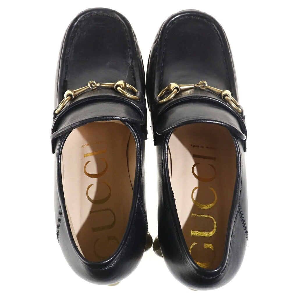 GUCCI(グッチ) Vegas ヴェガス ホースビット パールスタッズ 厚底 ローファー ブラック レディース