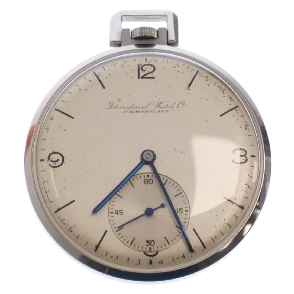 IWC(アイダブリューシー) 懐中時計 白文字盤 SS/手巻き ステンレス スモールセコンド ポケットウォッチ アンティーク