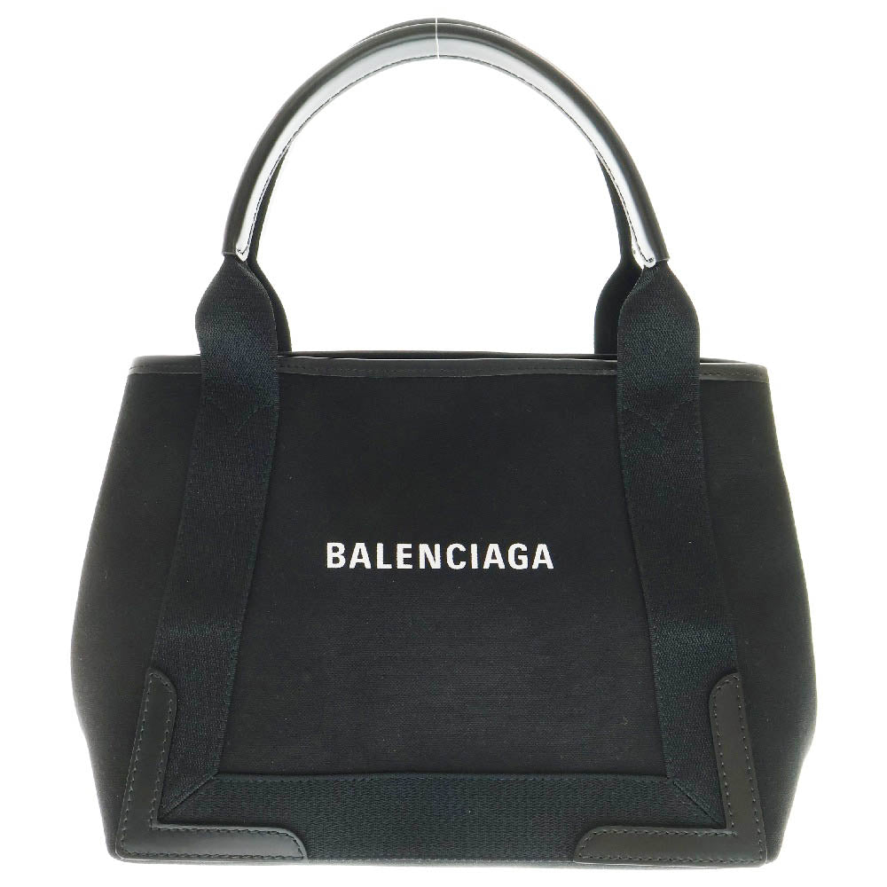 BALENCIAGA(バレンシアガ) ネイビーカバス S ハンドバッグ ブラック キャンバス×レザー トートバッグ 339933