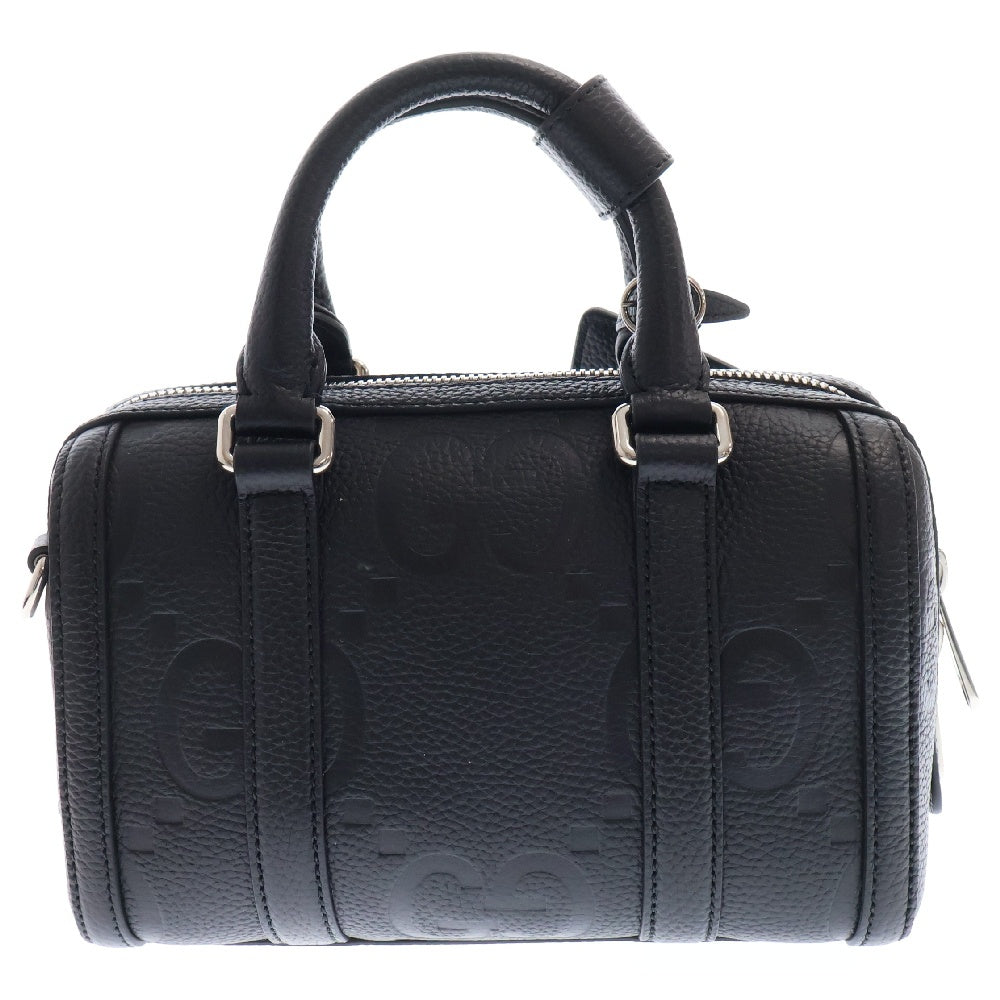 GUCCI(グッチ) ジャンボGG ミニボストンバッグ ブラック レザー ダッフル ショルダーバッグ ハンドバッグ 725292