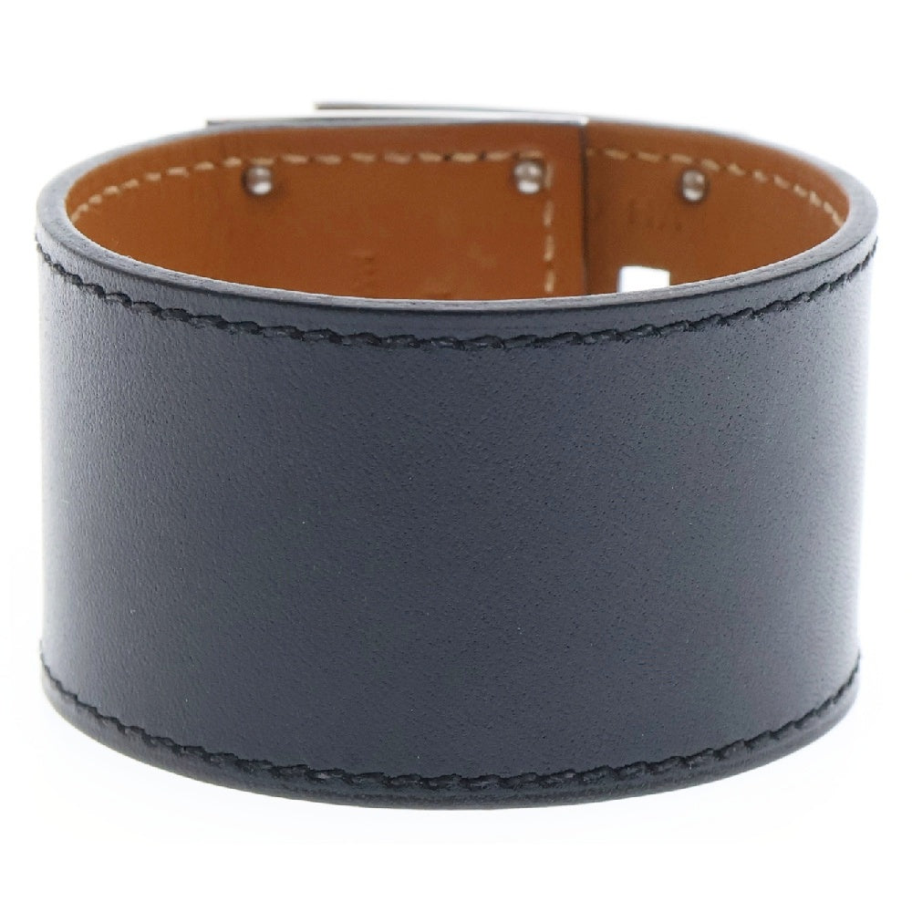 HERMES(エルメス) ケリードッグ ボックスカーフ レザーブレスレット C刻印 ブラック×シルバー