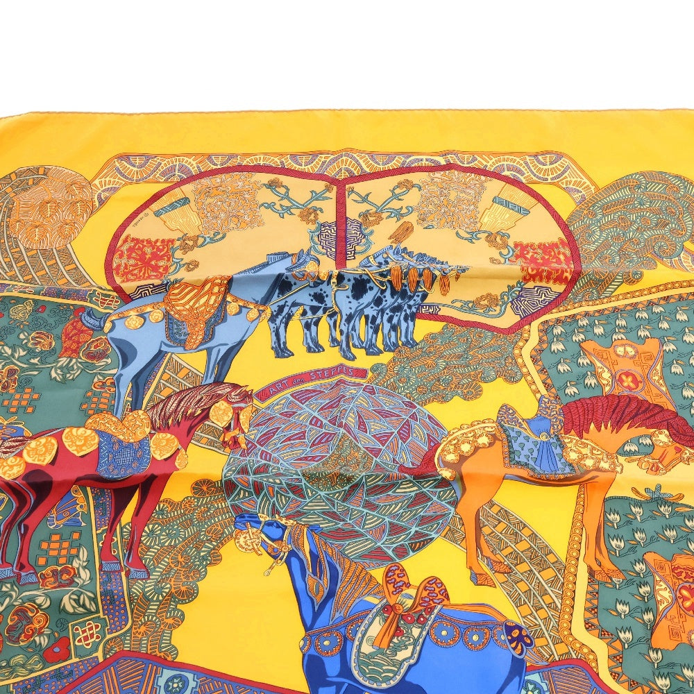 HERMES(エルメス) カレ90 ART des STEPPES ステップ美術 馬 スカーフ マルチカラー シルク
