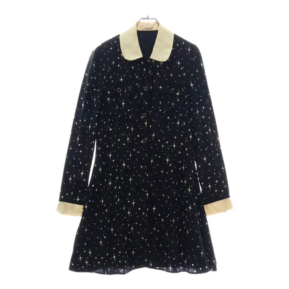 miumiu(ミュウミュウ) スター柄 シルク 切り替え 長袖ワンピース ブラック レディース AMM1 2019 1450
