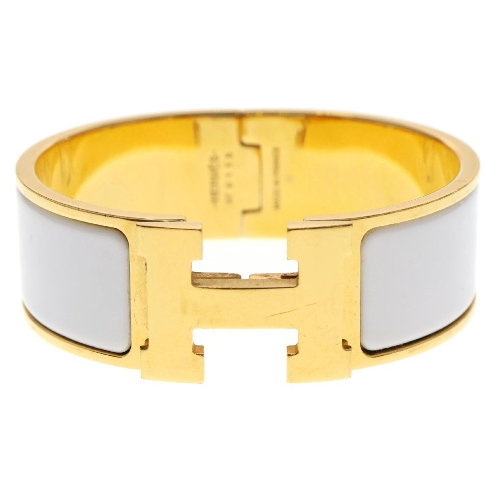 HERMES(エルメス) クリッククラックGM ホワイト×ゴールド バングル ブレスレット ゴールド金具 アクセサリー