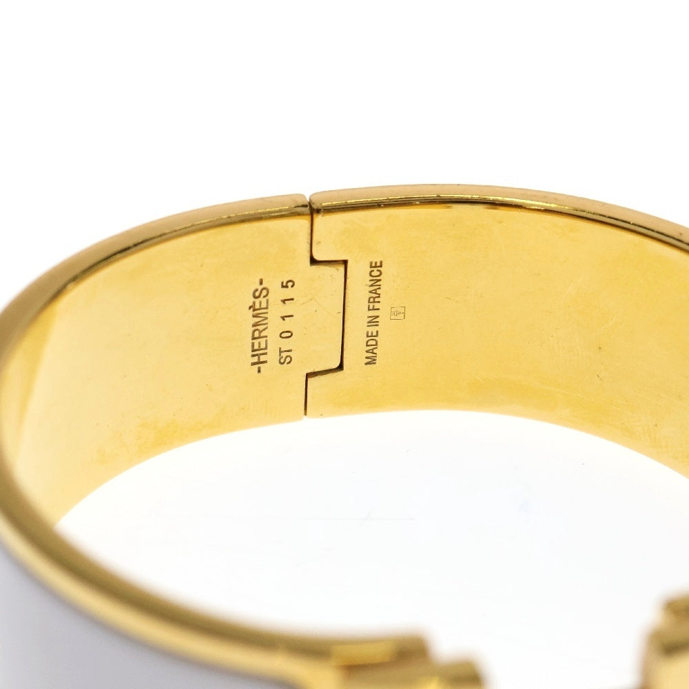 HERMES(エルメス) クリッククラックGM ホワイト×ゴールド バングル ブレスレット ゴールド金具 アクセサリー