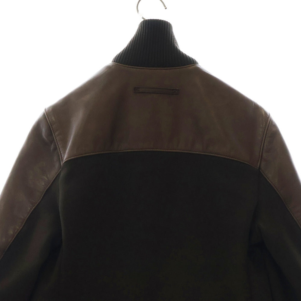 PRADA SPORT(プラダ スポーツ) ニットドッキング切り替え レザージップジャケット ブラウン SYV140