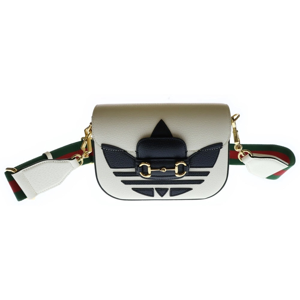 GUCCI(グッチ) ×adidas ホースビット 1955 ショルダーバッグ ホワイト レザー 658574
