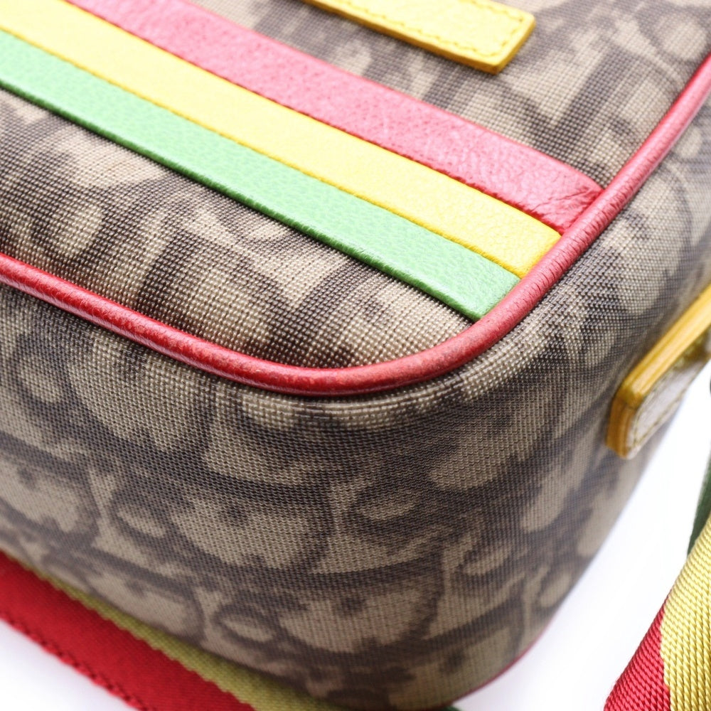 Christian Dior(クリスチャンディオール) トロッター ラスタ ショルダーバッグ ベージュ×レッド シルバー金具
