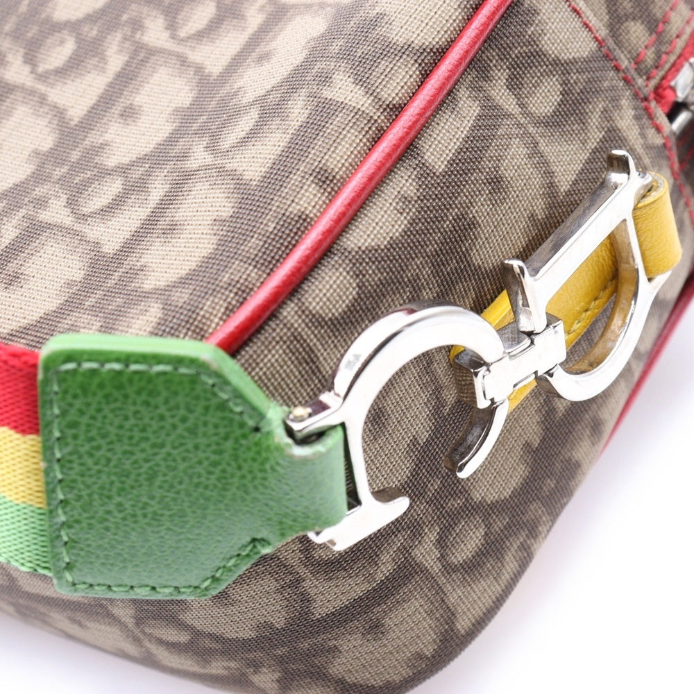 Christian Dior(クリスチャンディオール) トロッター ラスタ ショルダーバッグ ベージュ×レッド シルバー金具
