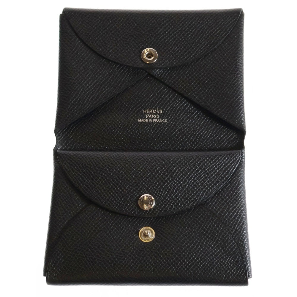 HERMES(エルメス) カルヴィデュオ U刻印 財布 コインケース ブラック シルバー金具 レザー