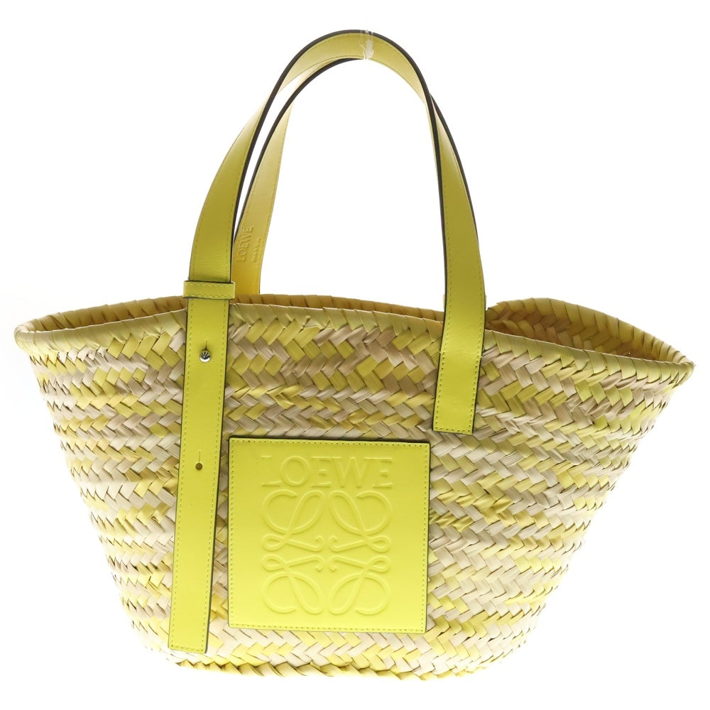 LOEWE(ロエベ) アナグラム ラフィア ミディアム バスケットバック トートバッグ ベージュ×イエロー レディース
