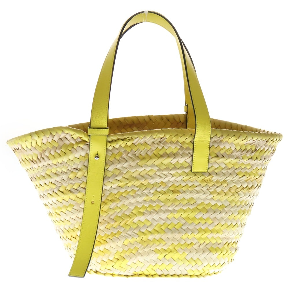 LOEWE(ロエベ) アナグラム ラフィア ミディアム バスケットバック トートバッグ ベージュ×イエロー レディース