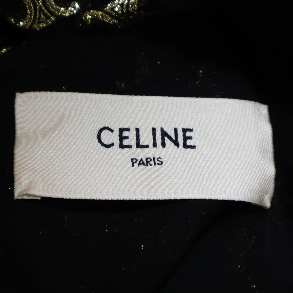CELINE(セリーヌ) トリオンフ ボウタイ シルクドレス ワンピース ブラック×ゴールド 2R380805F レディース