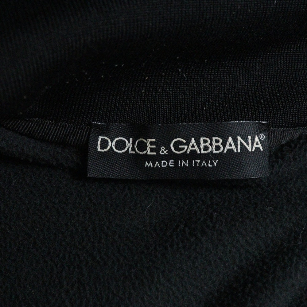 DOLCE & GABBANA(ドルチェアンドガッバーナ) メタルロゴプレート サイドライン フリース ジップアップ トラックジャケット ブラック GQH70G/G7S33