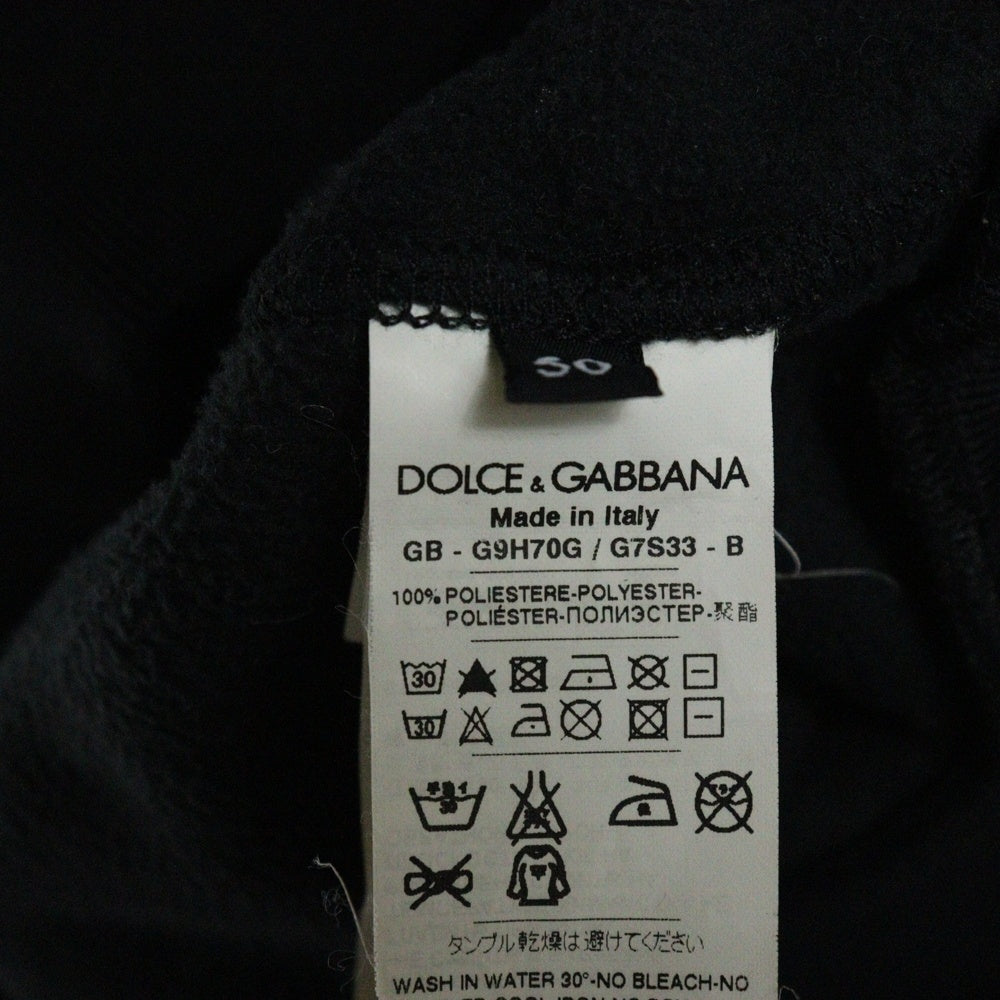 DOLCE & GABBANA(ドルチェアンドガッバーナ) メタルロゴプレート サイドライン フリース ジップアップ トラックジャケット ブラック GQH70G/G7S33