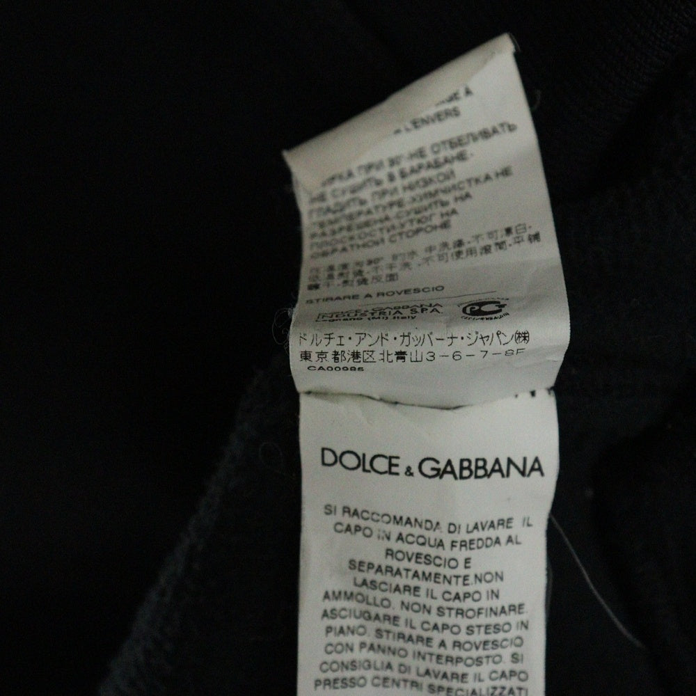 DOLCE & GABBANA(ドルチェアンドガッバーナ) メタルロゴプレート サイドライン フリース ジップアップ トラックジャケット ブラック GQH70G/G7S33