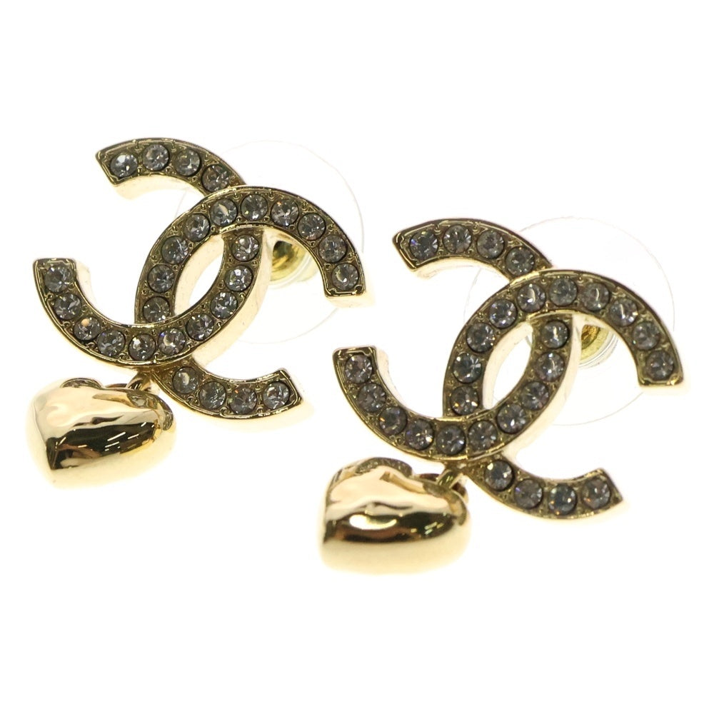 CHANEL(シャネル) ココマーク ハート ラインストーン ドロップピアス ゴールド B24 ABA272B10486NN007