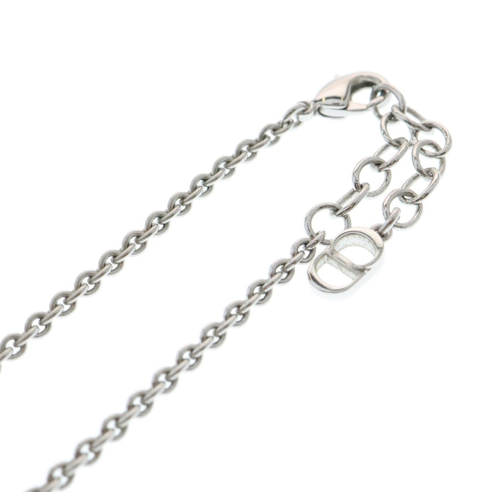 Christian Dior(クリスチャンディオール) ロゴプレートネックレスレス ペンダント チェーン CDロゴ レッド×シルバー