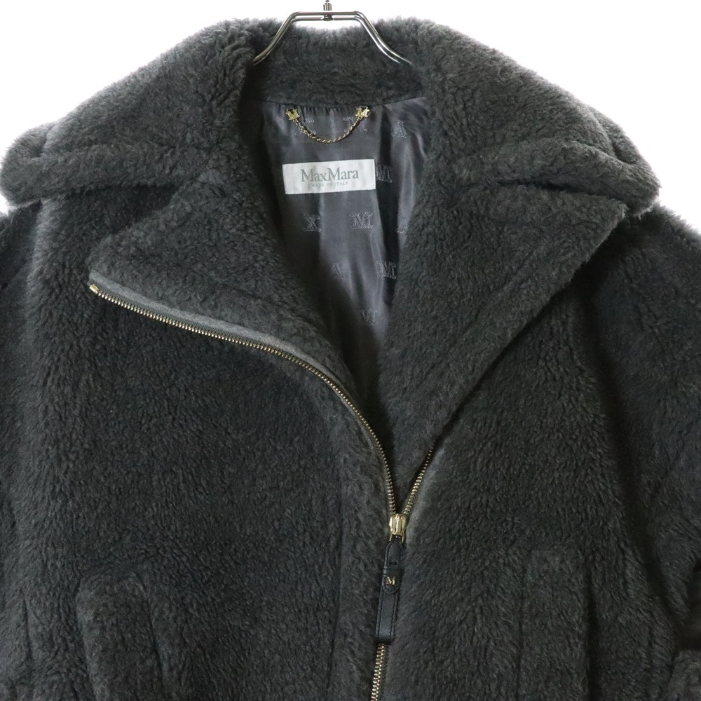 Max Mara(マックスマーラ) テディベア ケープ ポンチョ ウール アルパカ ボア ジップアップ ジャケット グレー レディース 23473623336
